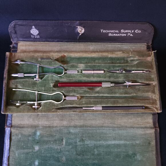 Vintage Tesco Technical Supply Co Academic Drafting Tool Set Scranton PA Germany - Picture 2 of 10